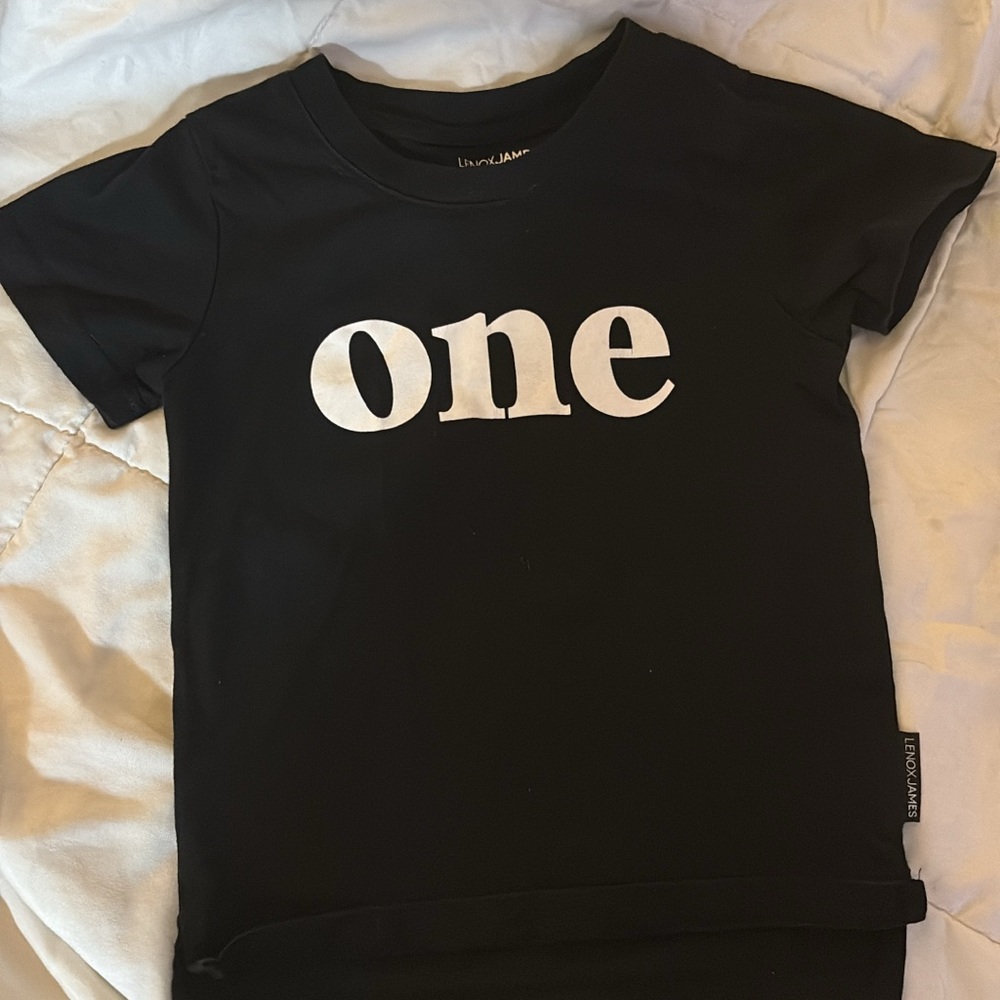 Lenox James Black Kids first birthday Shirt
